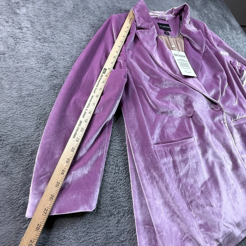 Wildfang Empower Purple Velvet  Blazer NWT Double Breasted Womens 2X - Picture 7 of 8